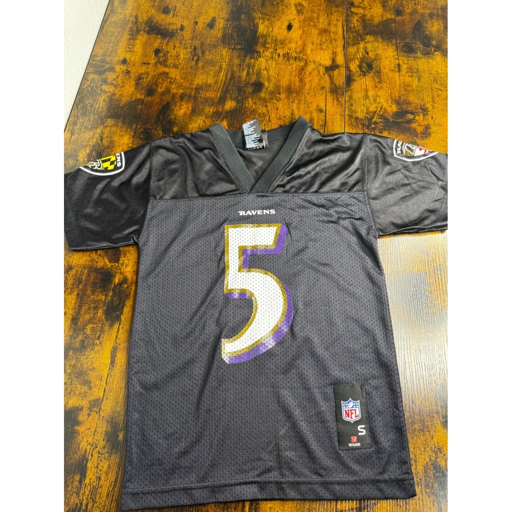 NFL Team Apparel Baltimore Ravens Joe Flacco 5 Jersey Kids Small 8 Black Mesh